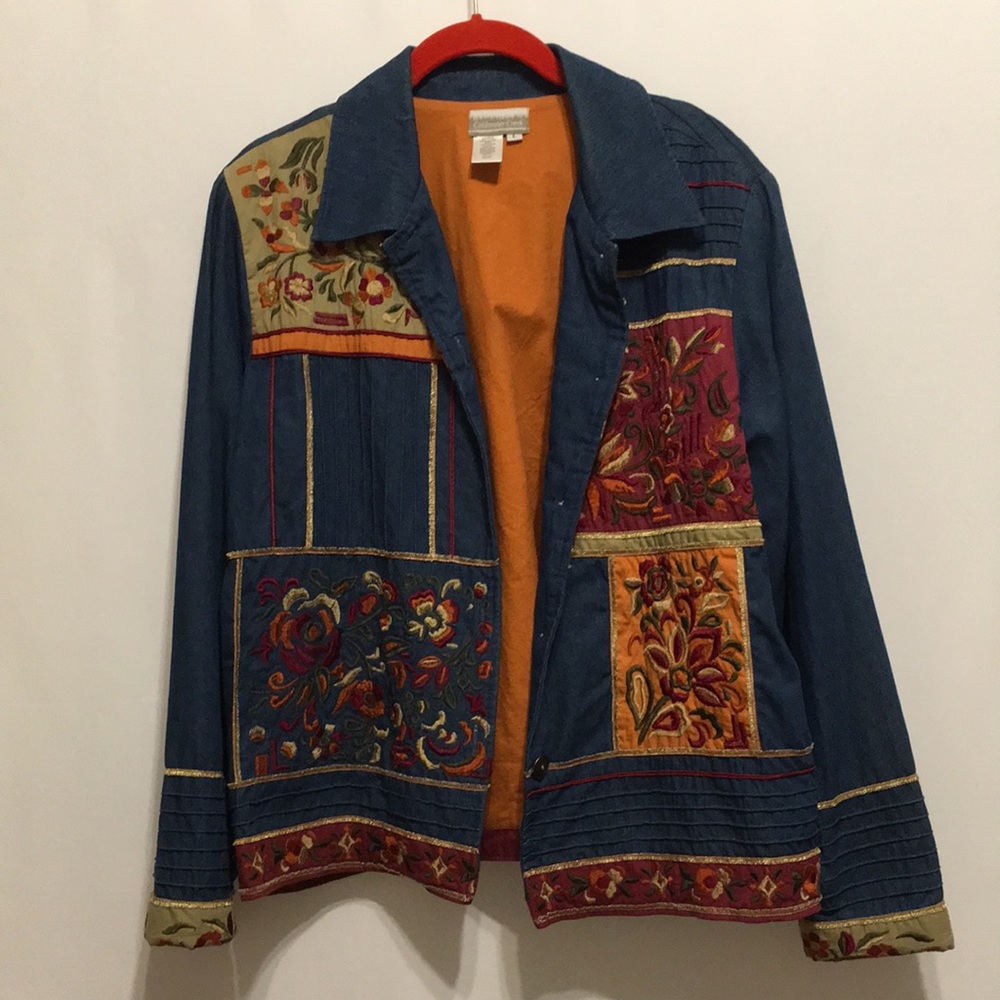COLDWATER CREEK EMBROIDERY DENIM JACKET